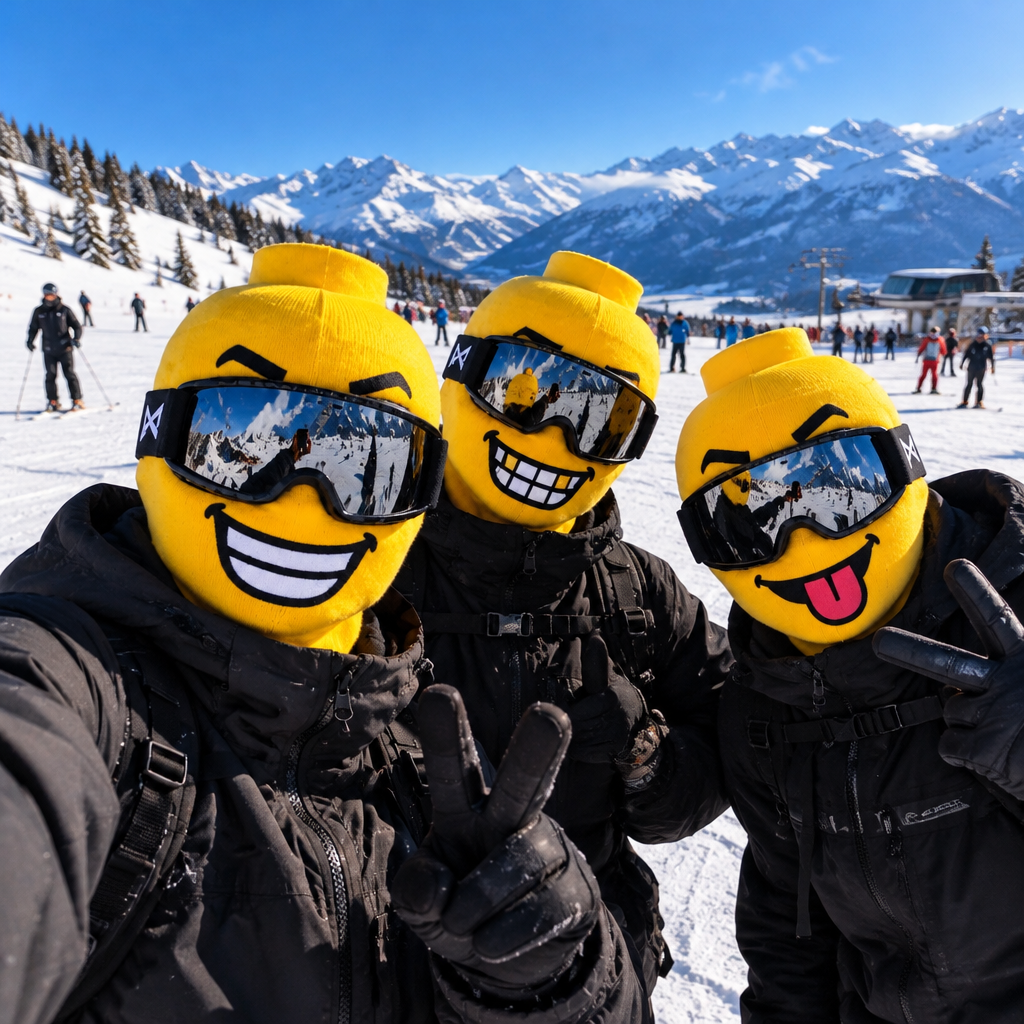 Yellow-Head Ski Masks group selfie